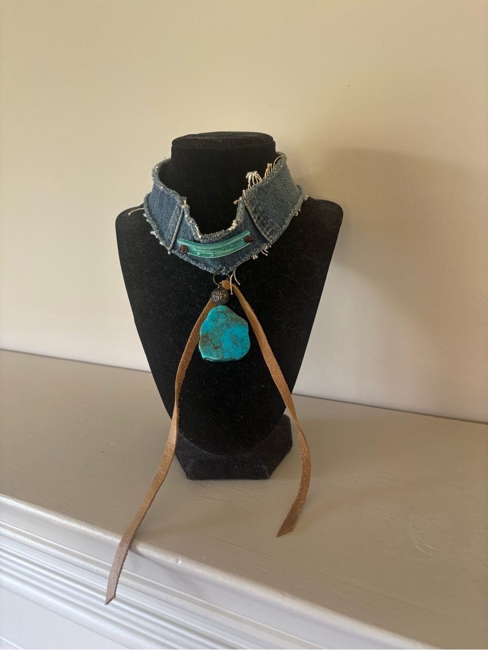 Artisan Denim Turquoise Statement Choker Necklace